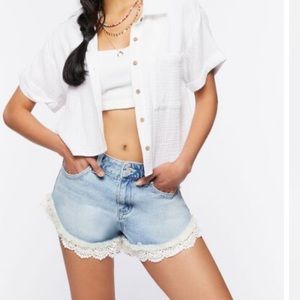 Forever 21 lace trimmed denim shorts 30